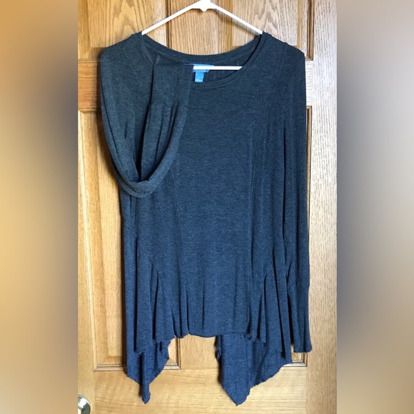 Simply Vera Wang Simply Breathe Dark Grey Long Sleeve Top L - Picture 2 of 6